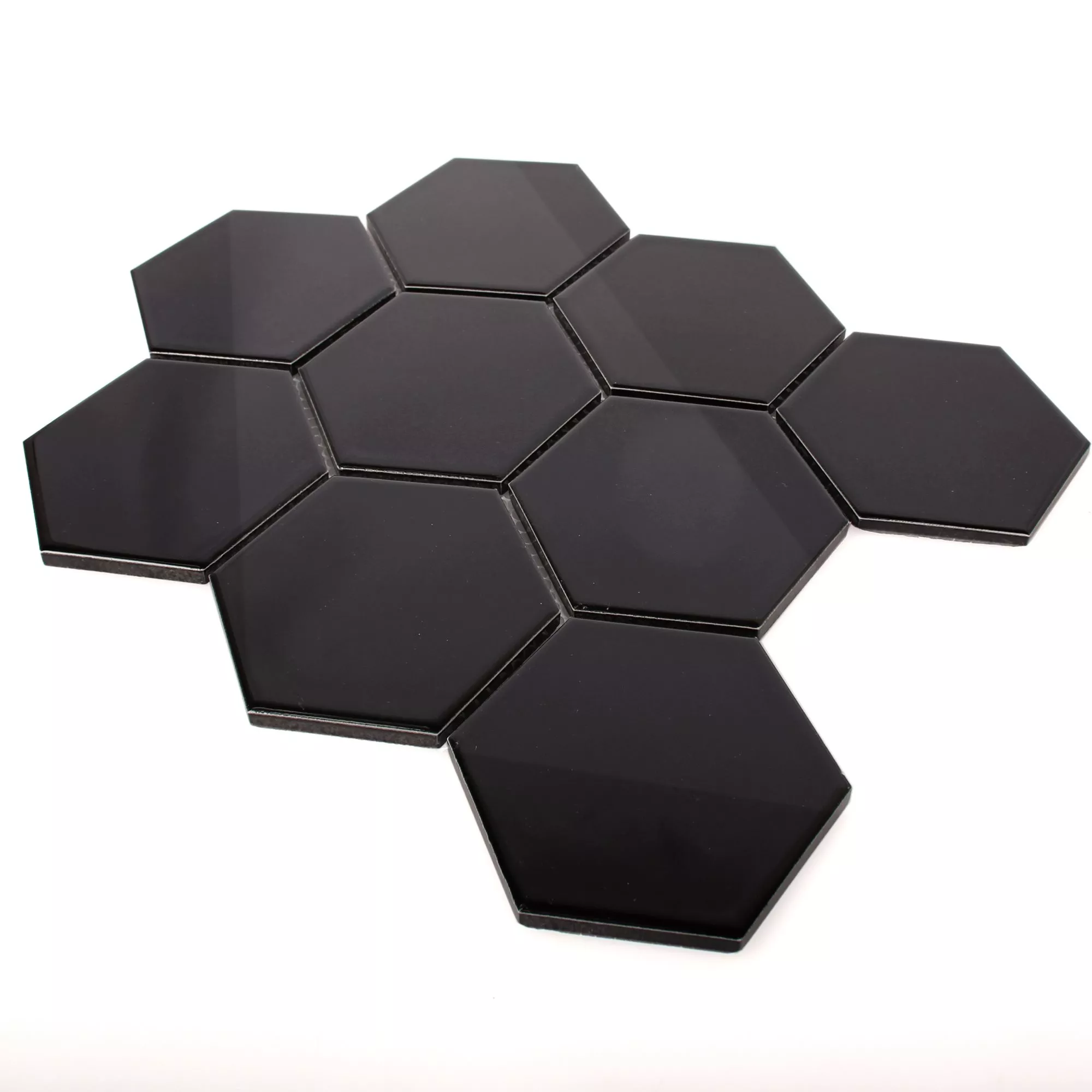 Cerâmica Azulejo Mosaico Hexágono Salamanca Preto Brilhante H95