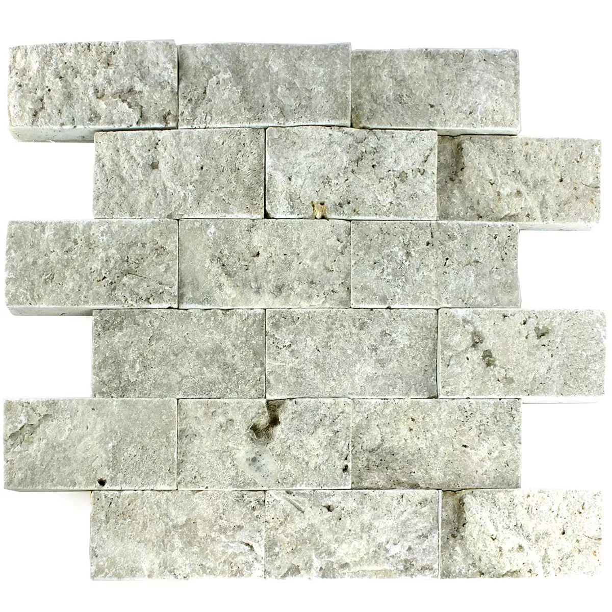 Padrão de Azulejo Mosaico Pedra Natural 3D Sumba Prata Brick