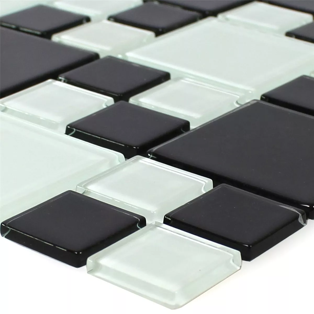 Mosaico De Vidro Azulejos Preto Branco Mix