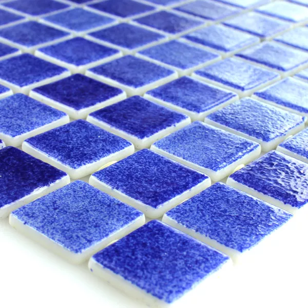 Vidro Piscina Pool Mosaico 25x25x4mm Azul Escuro Mix
