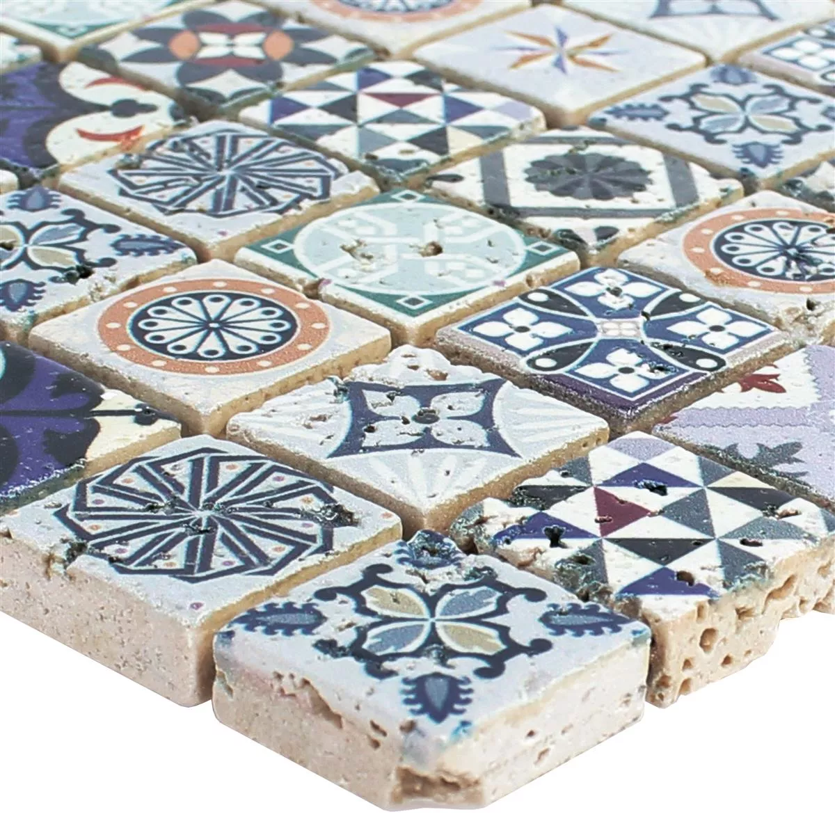 Padrão de Mosaico De Pedra Natural Azulejos Iraklion Multicolorido
