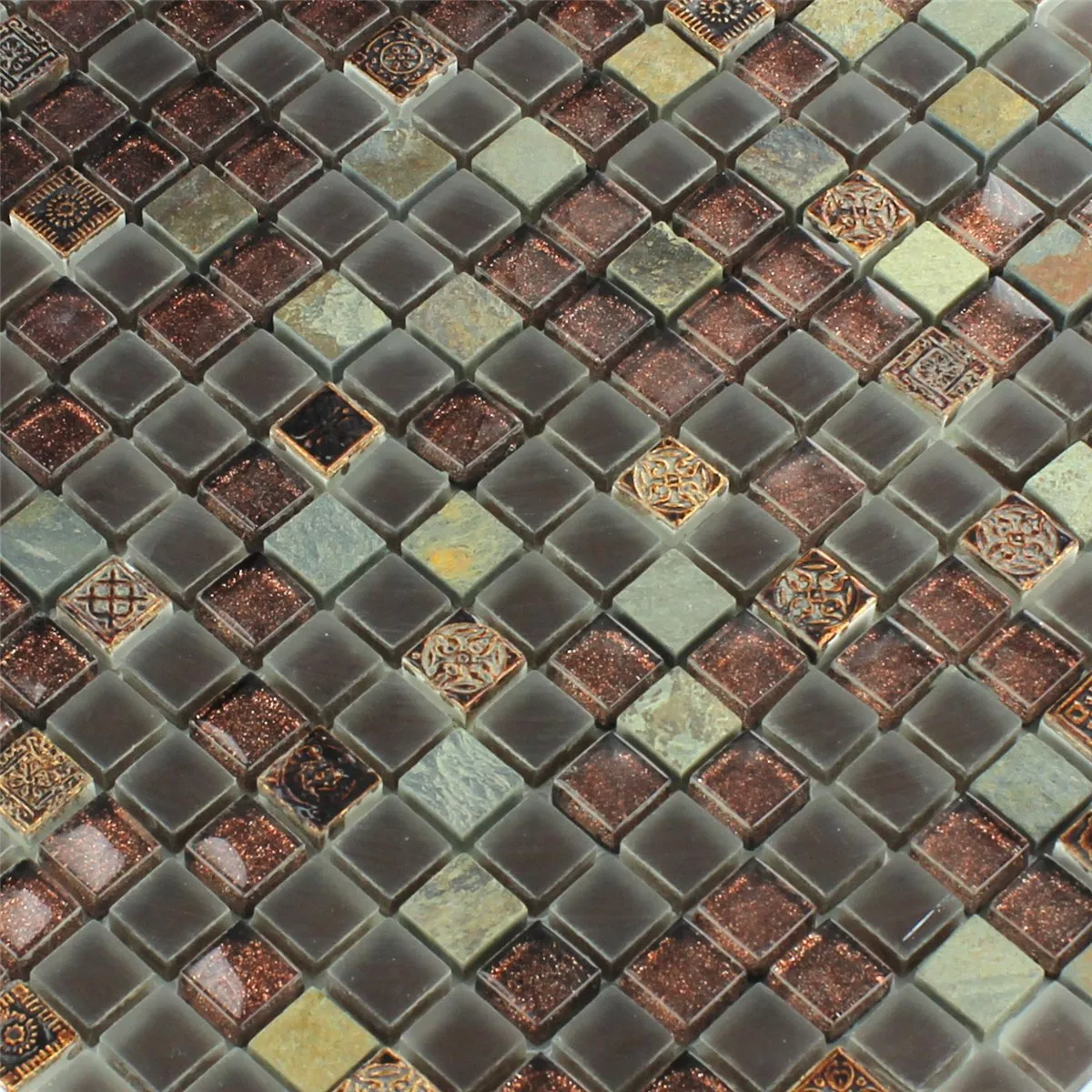 Vidro Calcário Quartzito Azulejo Mosaico Purpurina 15x15x8mm