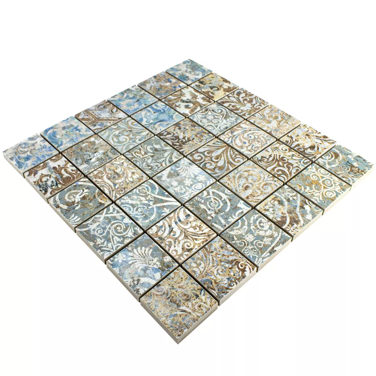 Padrão de Mosaico Cerâmico Azulejos Patchwork Multicolorido