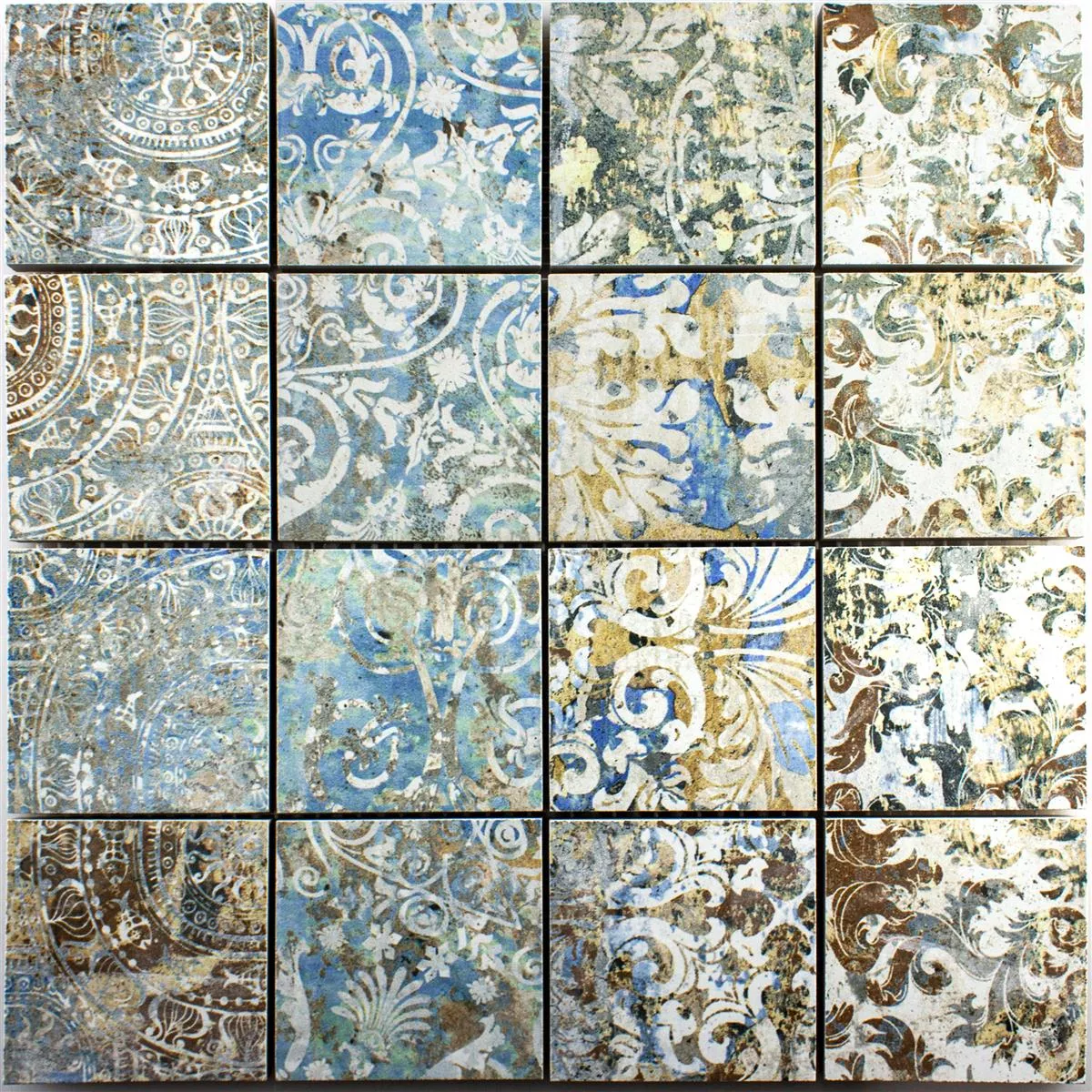 Mosaico Cerâmico Azulejos Patchwork Multicolorido 71x71mm