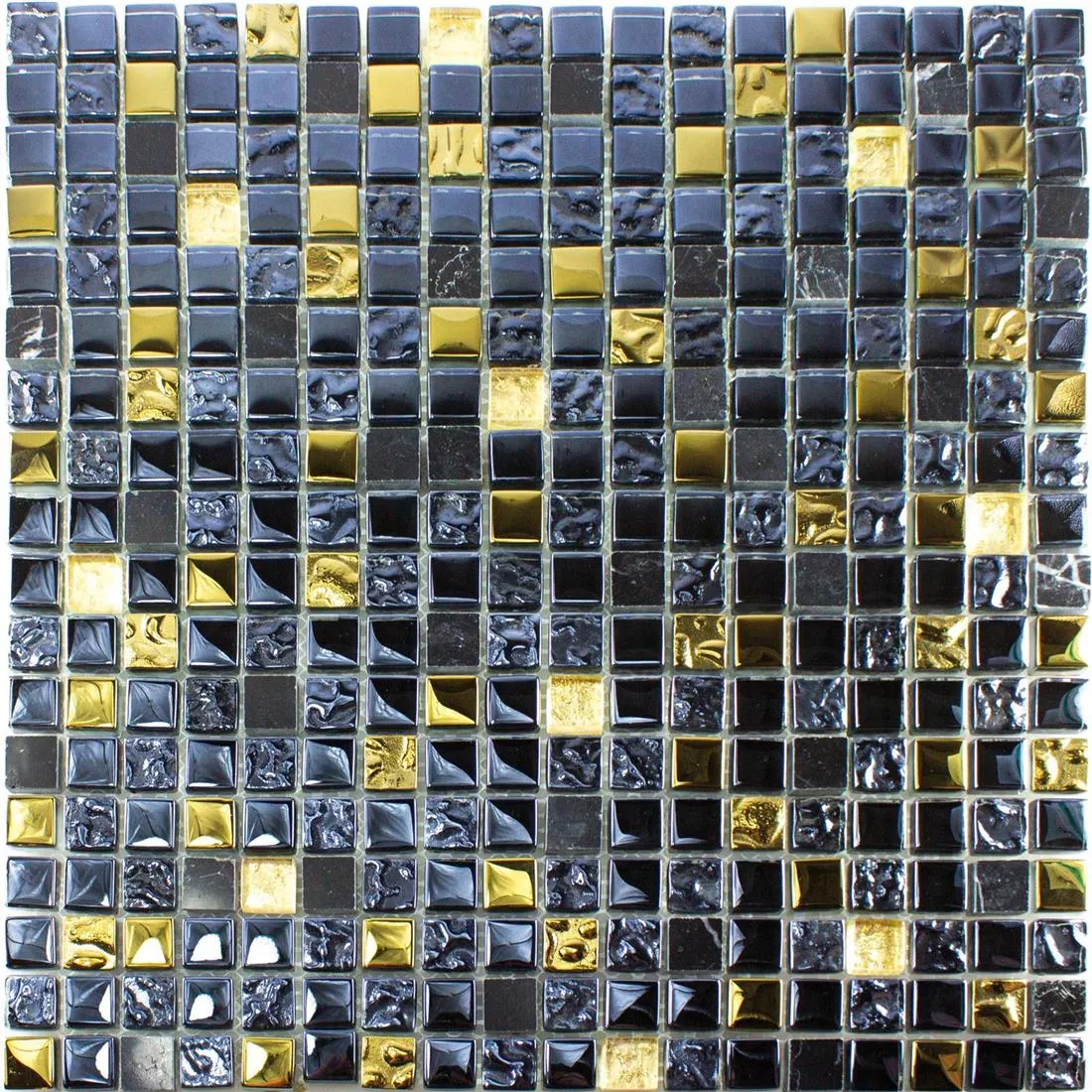 Vidro Pedra Natural Azulejo Mosaico Cooktown Preto Ouro