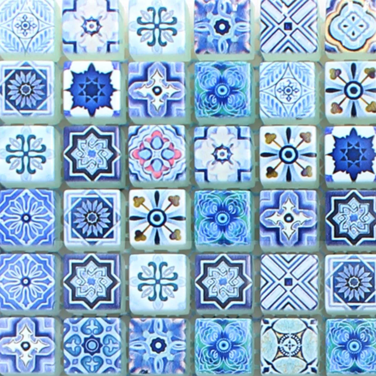 Padrão de Mosaico De Vidro Azulejos Marrakech Azul