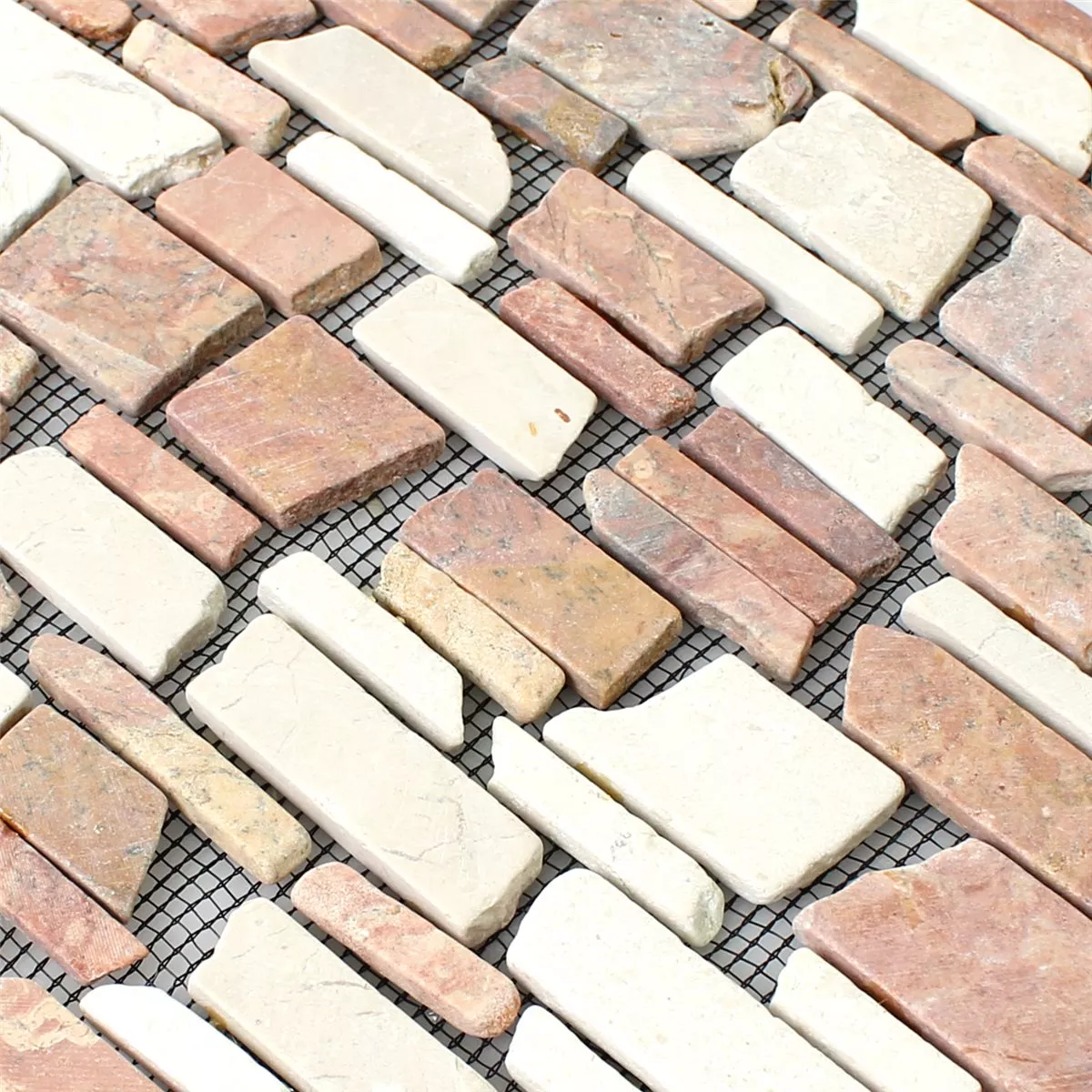 Padrão de Azulejo Mosaico Mármore Pedra Natural Brick Biancone Rosso