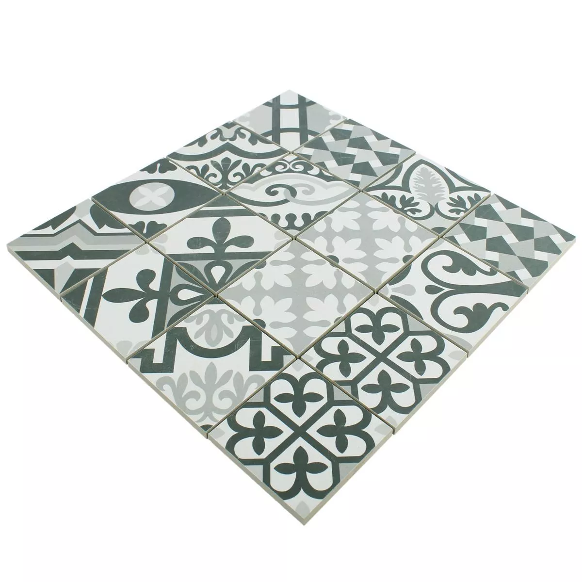 Padrão de Mosaico Cerâmico Retro Azulejos Utopia Preto Branco R10/B