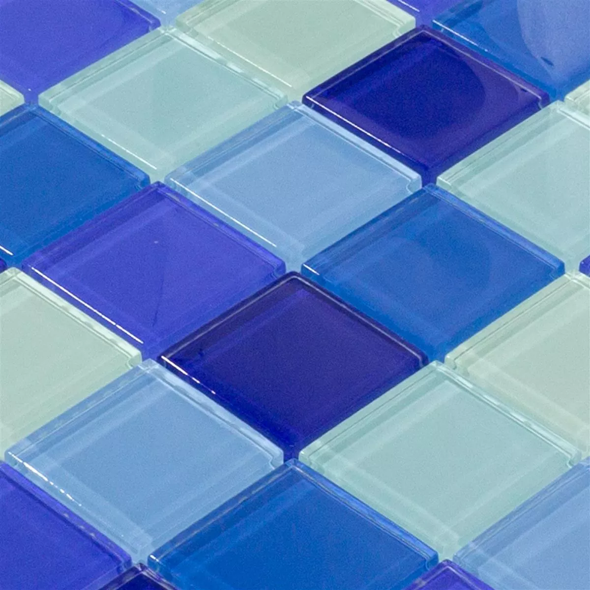 Padrão de Mosaico De Vidro Azulejos Glasgow Azul Mix