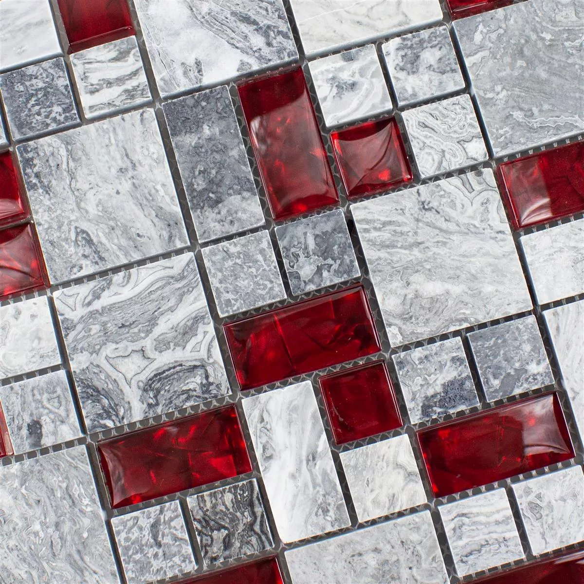 Padrão de Mosaico de Pedra Natural de Vidro Azulejos Cinza Sinop Vermelho 2 Mix