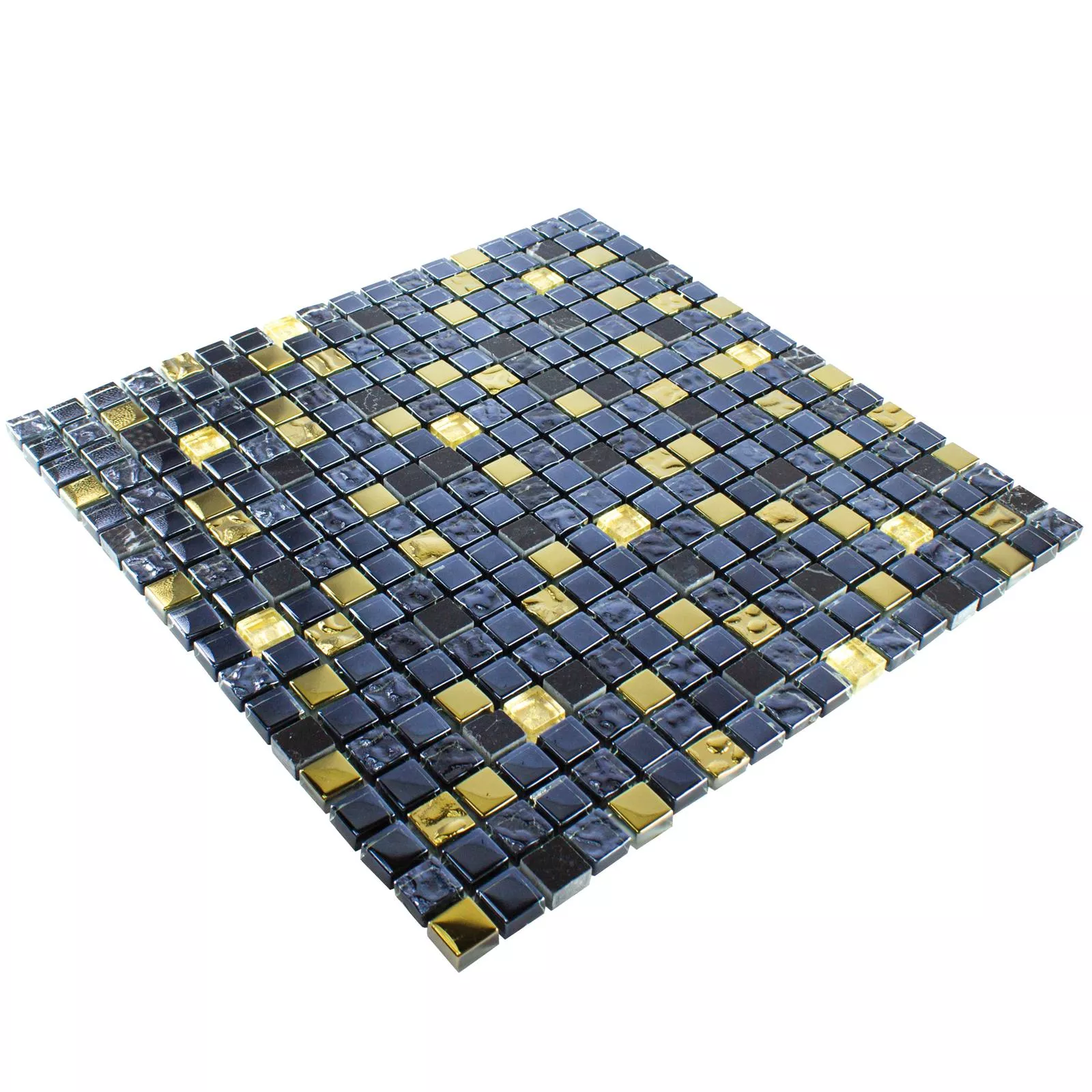 Vidro Pedra Natural Azulejo Mosaico Cooktown Preto Ouro