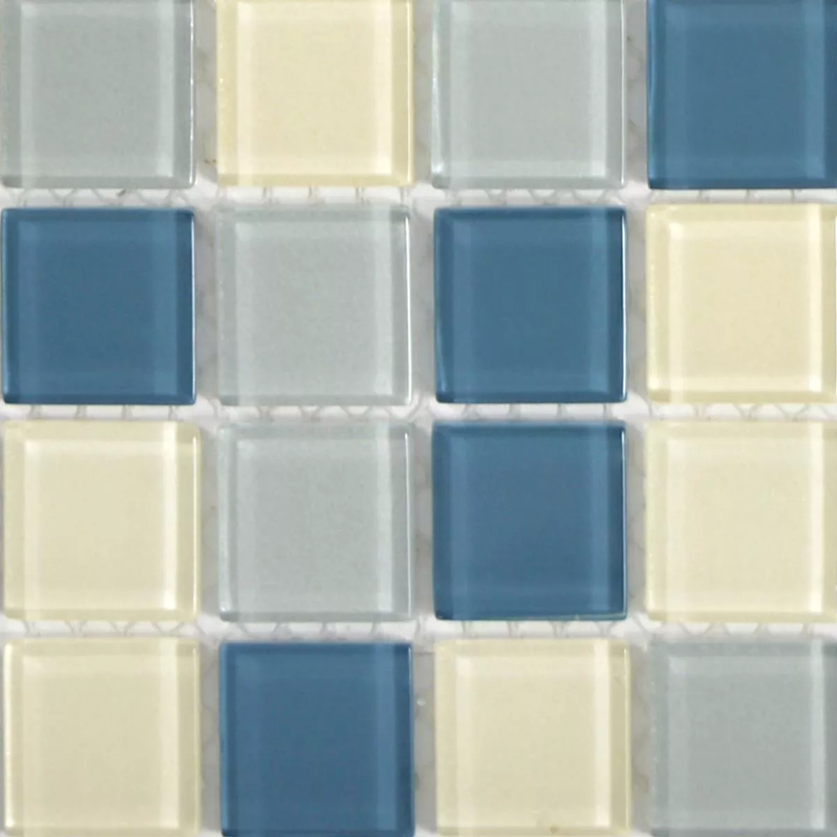 Padrão de Mosaico De Vidro Azulejos Bommel Prata Branco Azul