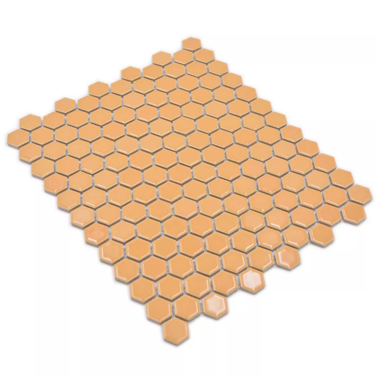 Padrão de Mosaico Cerâmico Salomon Hexágono Ocre Laranja H23