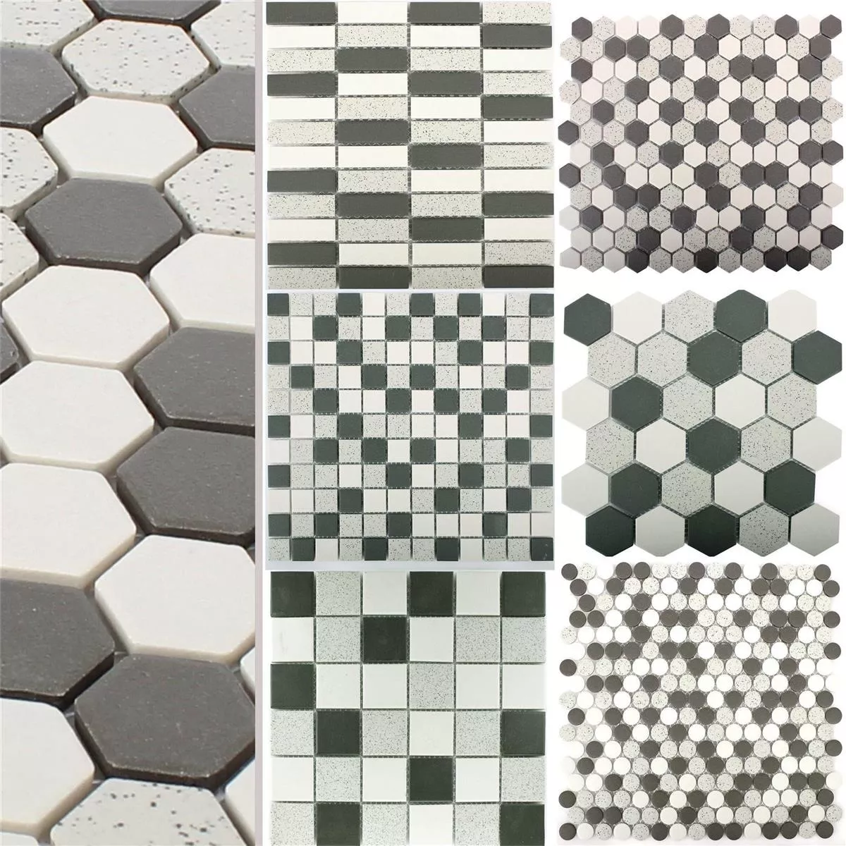 Cerâmica Azulejo Mosaico Monforte Preto Cinza Antiderrapante R10