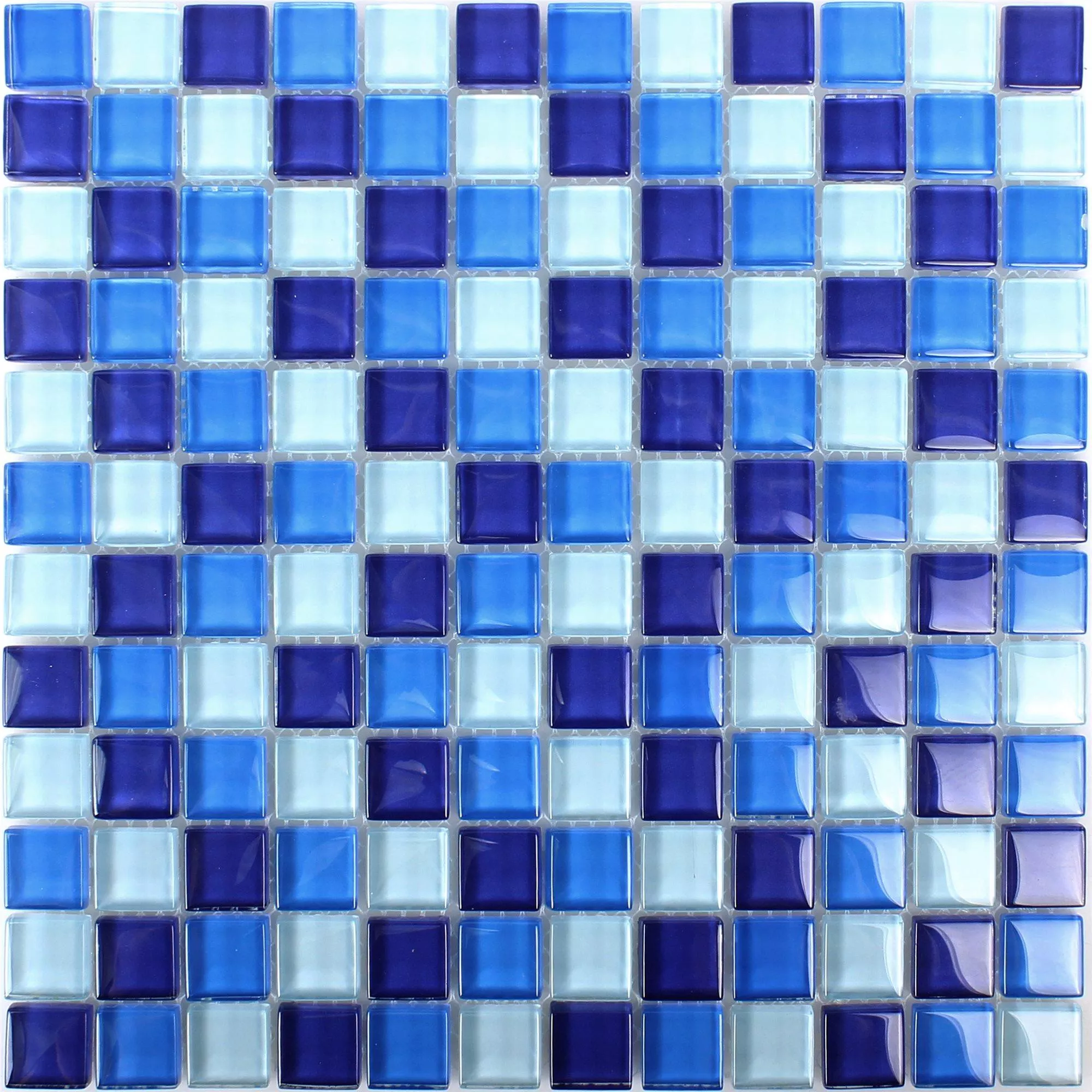 Mosaico De Vidro Azulejos Azul Mix 23x23x8mm