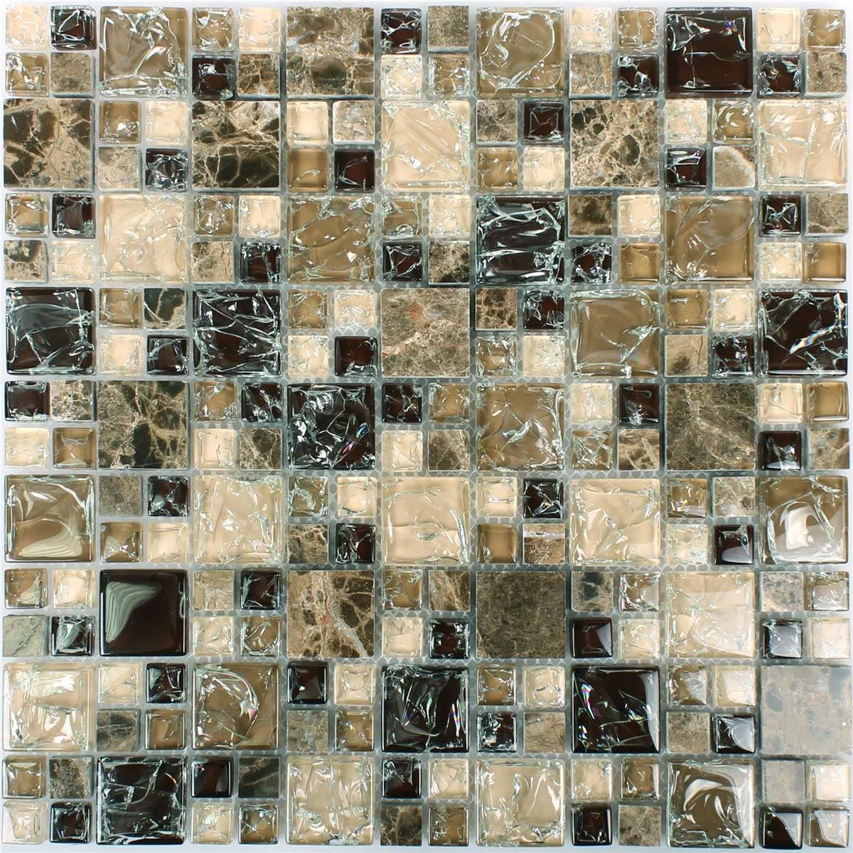 Azulejo Mosaico Vidro Pedra Natural Malawi Dark Emperador 2 Mix