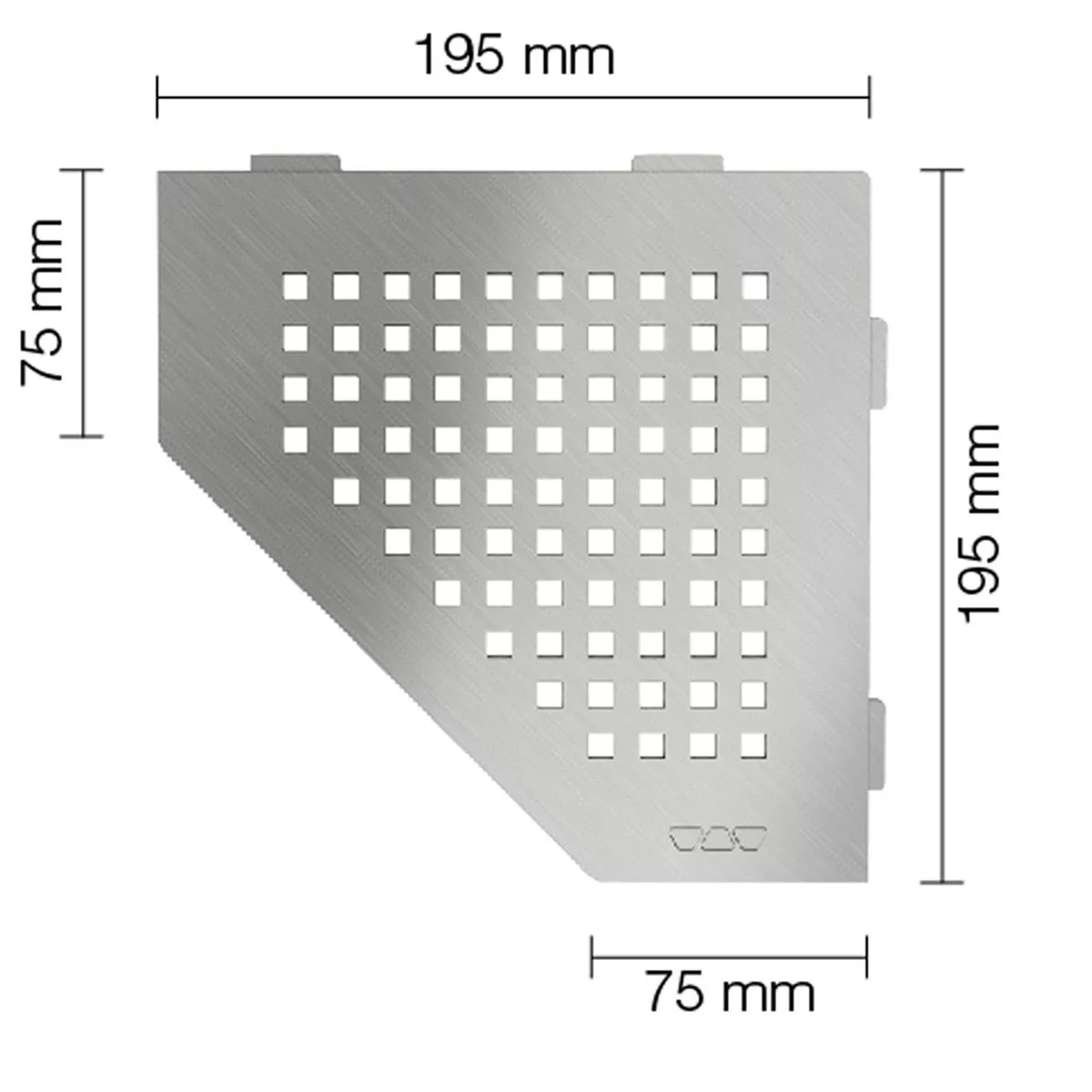 Prateleira de parede para chuveiro Schlüter 5eck 19,5x19,5cm quadrado prateado