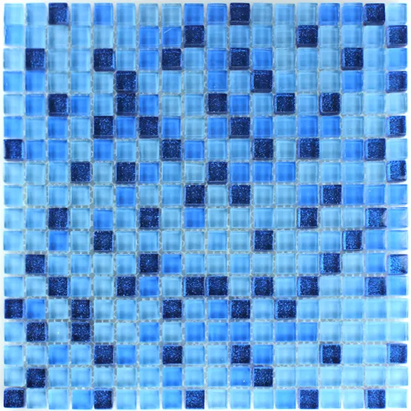 Mosaico De Vidro Azulejos Azul Purpurina 15x15x8mm