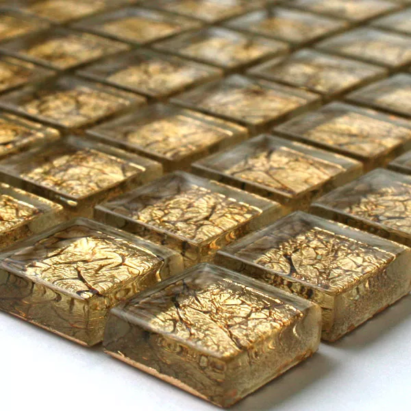 Padrão de Mosaico De Vidro Azulejos Ouro Metal