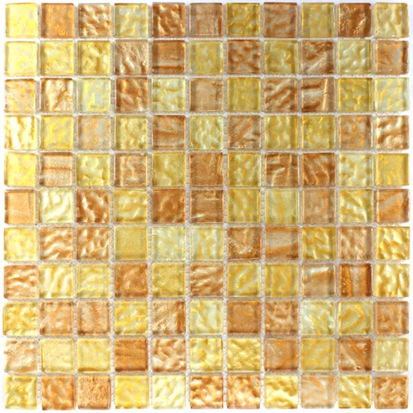 Mosaico De Vidro 25x25x6mm Âmbar Bege Mix