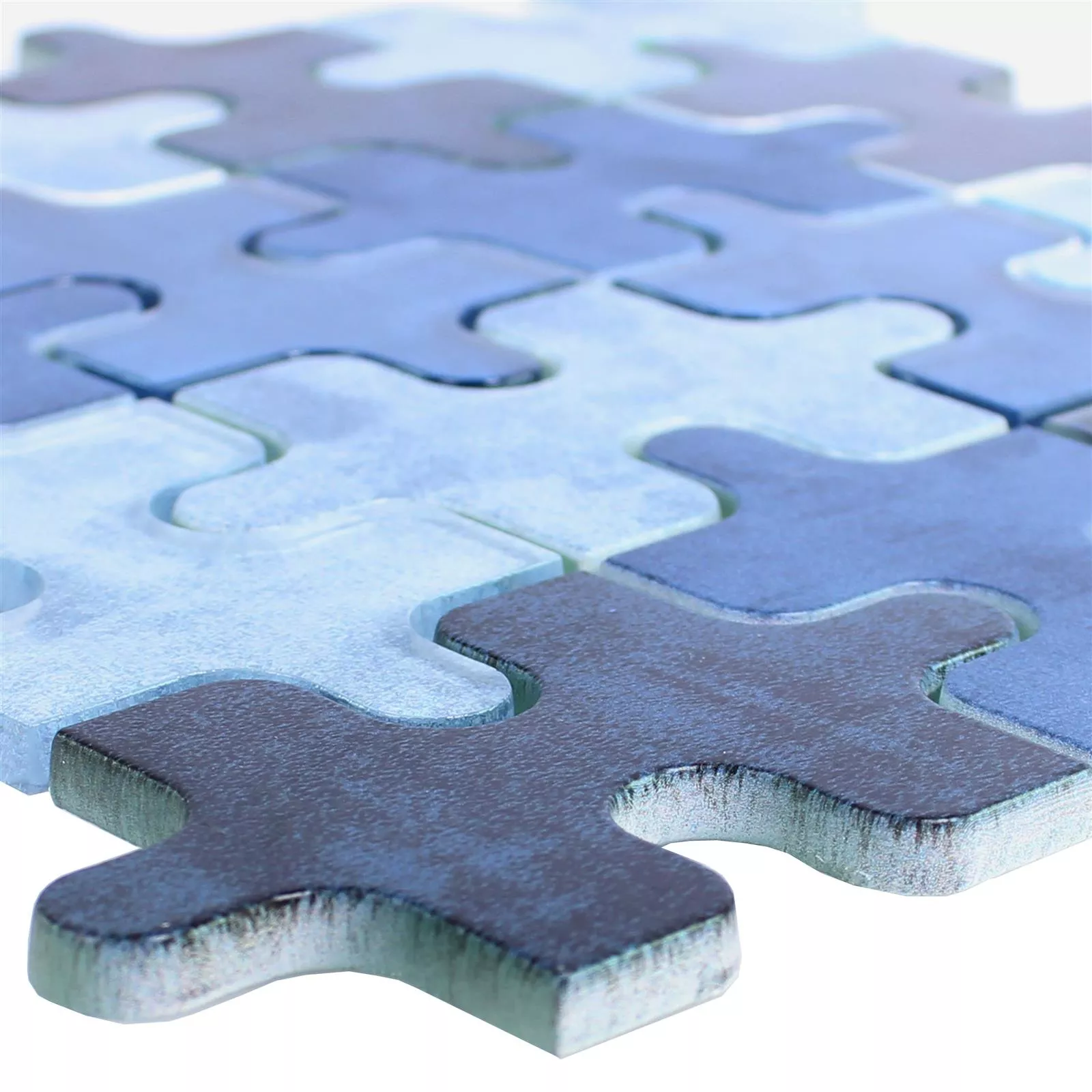 Padrão de Mosaico De Vidro Azulejos Puzzle Azul