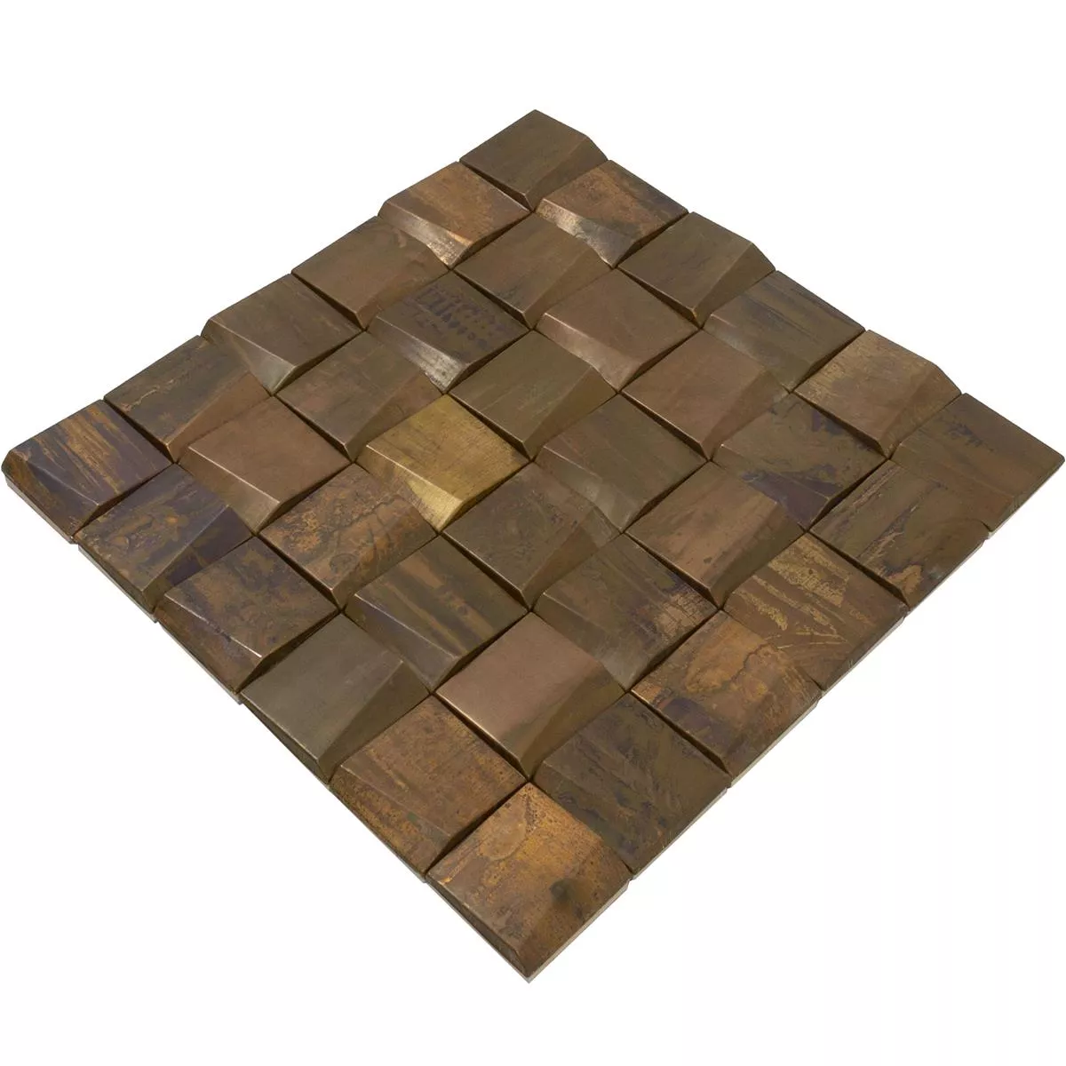 Metal Cobre Azulejo Mosaico Copperfield 3D 48x48mm