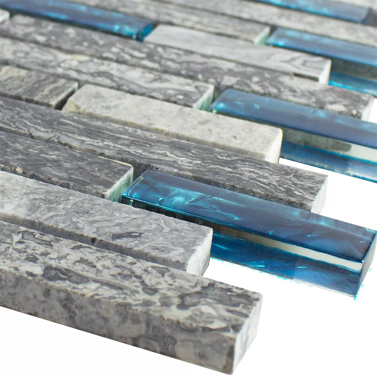 Mosaico De Vidro Ladrilhos De Pedra Natural Manavgat Cinza Azul Brick