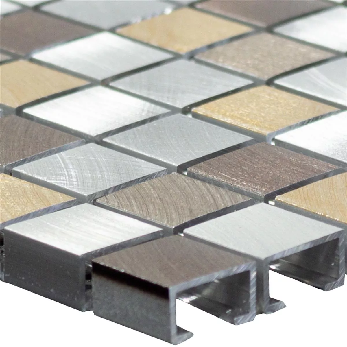Alumínio Metal Azulejo Mosaico Techvisto Marrom Prata