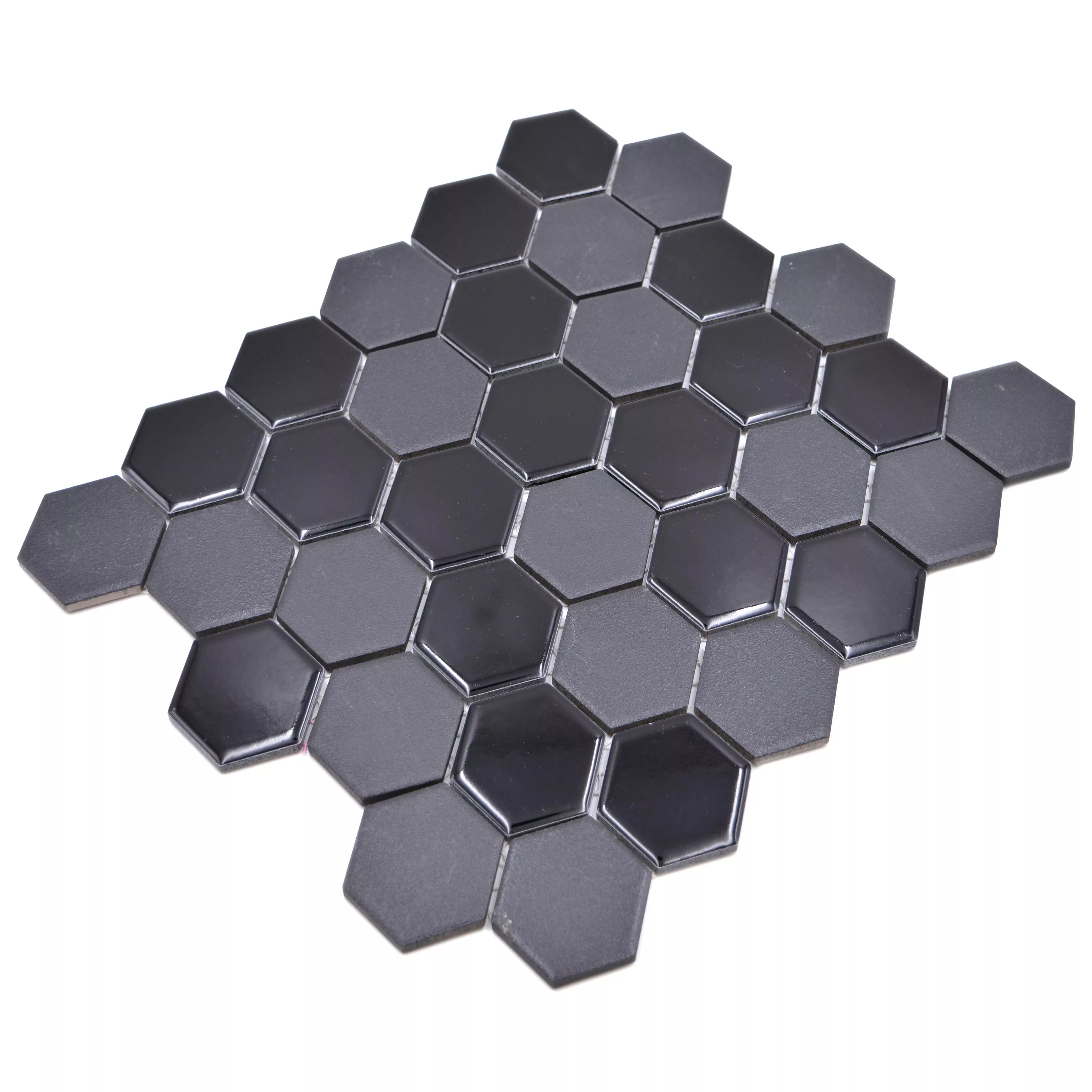 Padrão de Mosaico Cerâmico Tripolis Preto R10B Hexágono 51