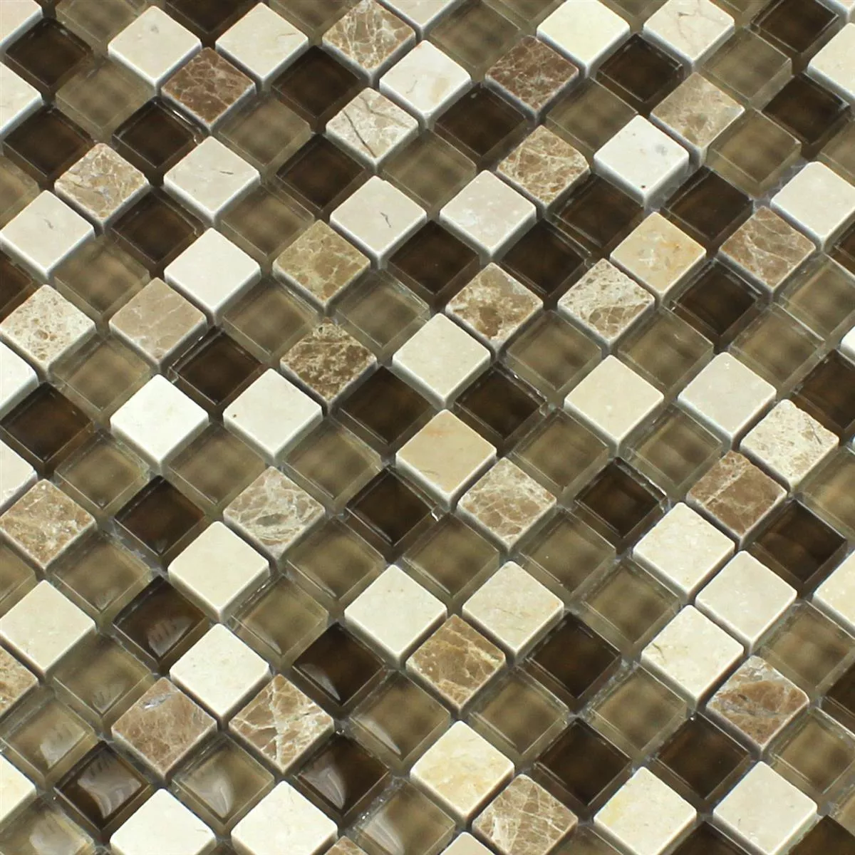 Azulejo Mosaico Vidro Mármore Marrom Bege 15x15x8mm