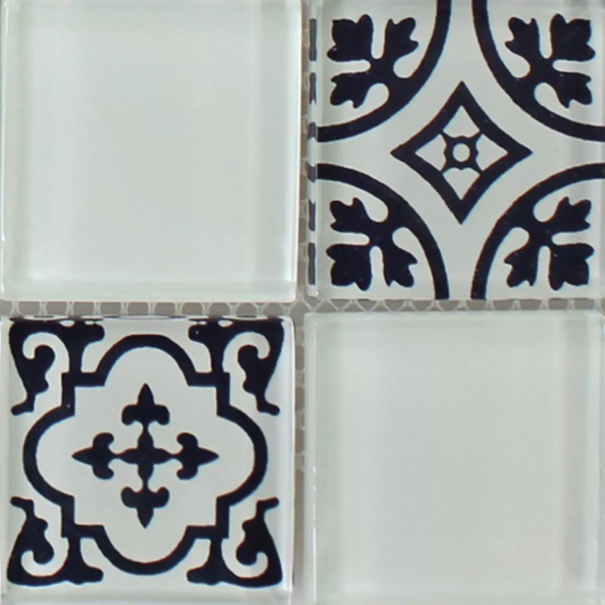 Padrão de Azulejo Mosaico Vidro Barock Ornamento Branco