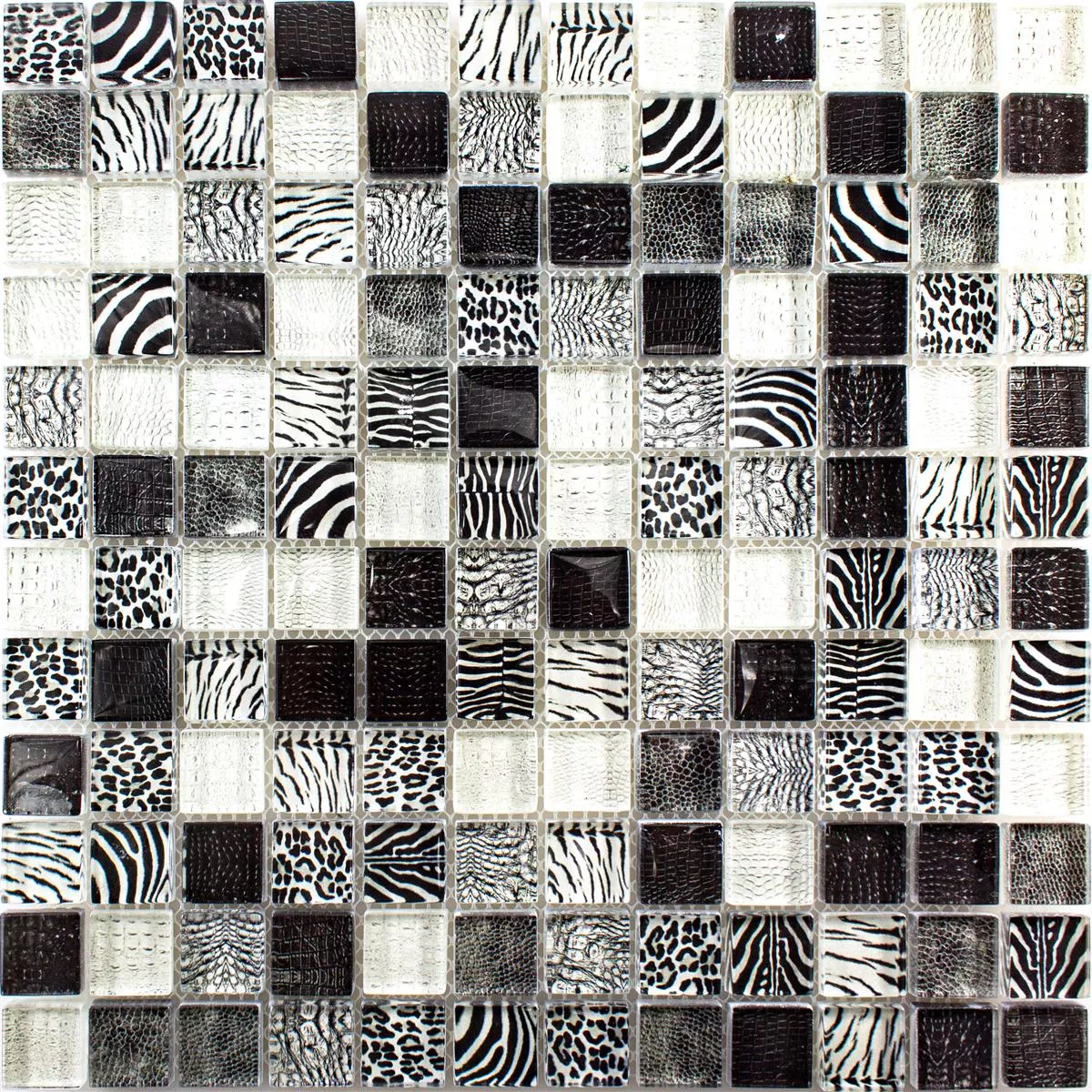 Padrão de Mosaico De Vidro Azulejos Safari Preto 23