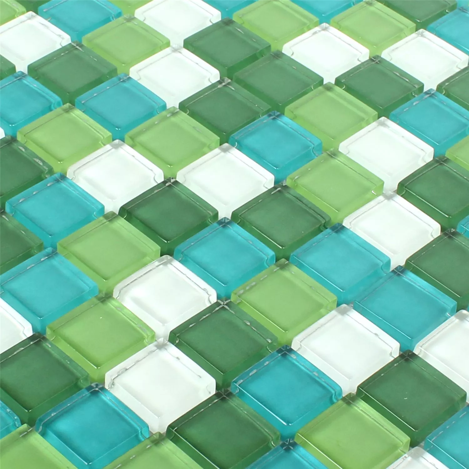 Padrão de Azulejo Mosaico Vidro Palmas Verde Branco