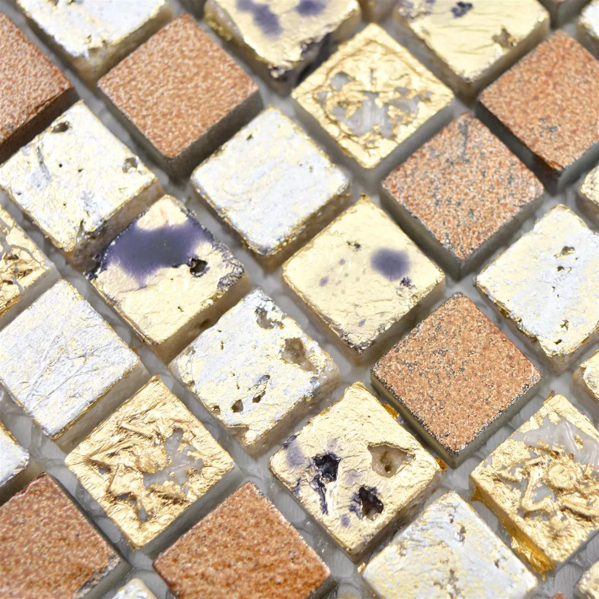 Padrão de Pedra Natural Resina Azulejo Mosaico Lucky Ouro Bronze