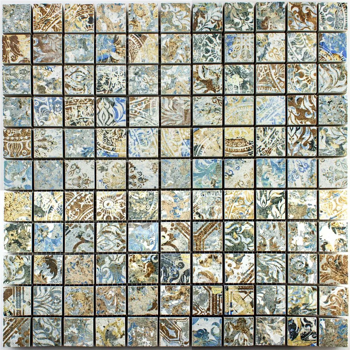 Mosaico Cerâmico Azulejos Patchwork Multicolorido 25x25mm