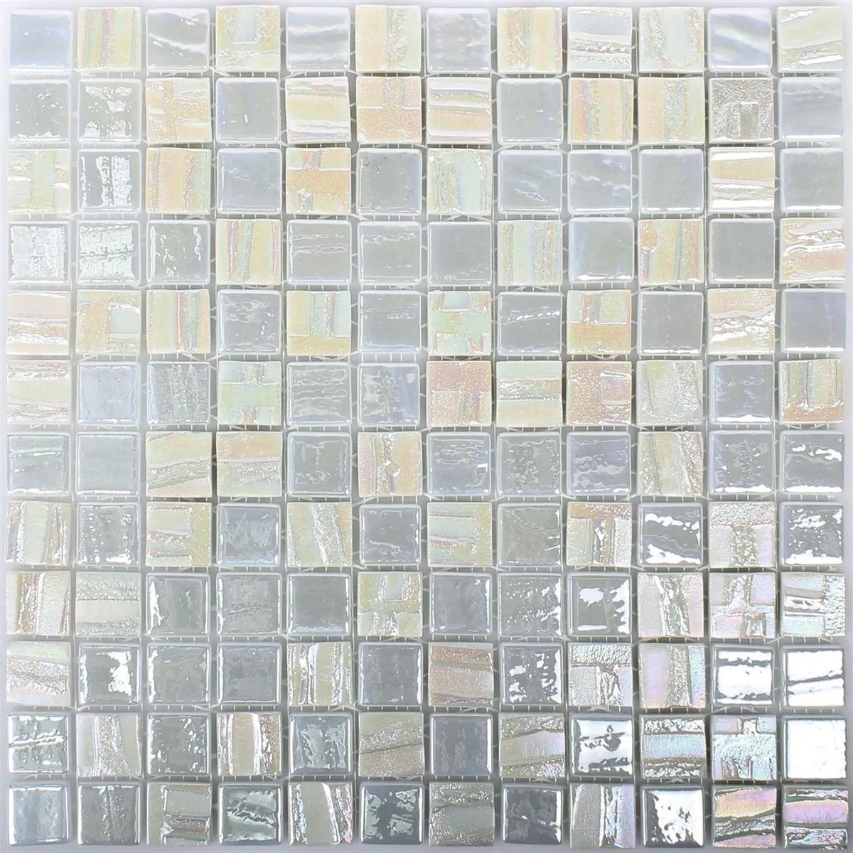 Mosaico De Vidro Azulejos Presley Branco Metallic