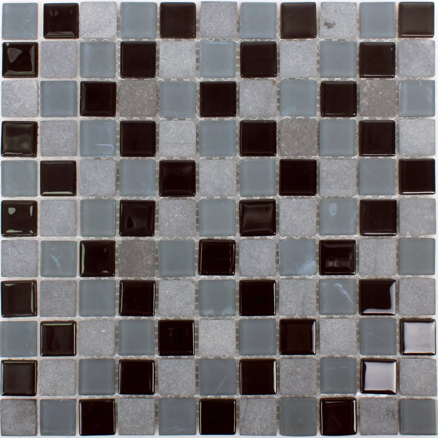 Padrão de Azulejo Mosaico Mármore Vidro Mix Kobra Preto Cinza 