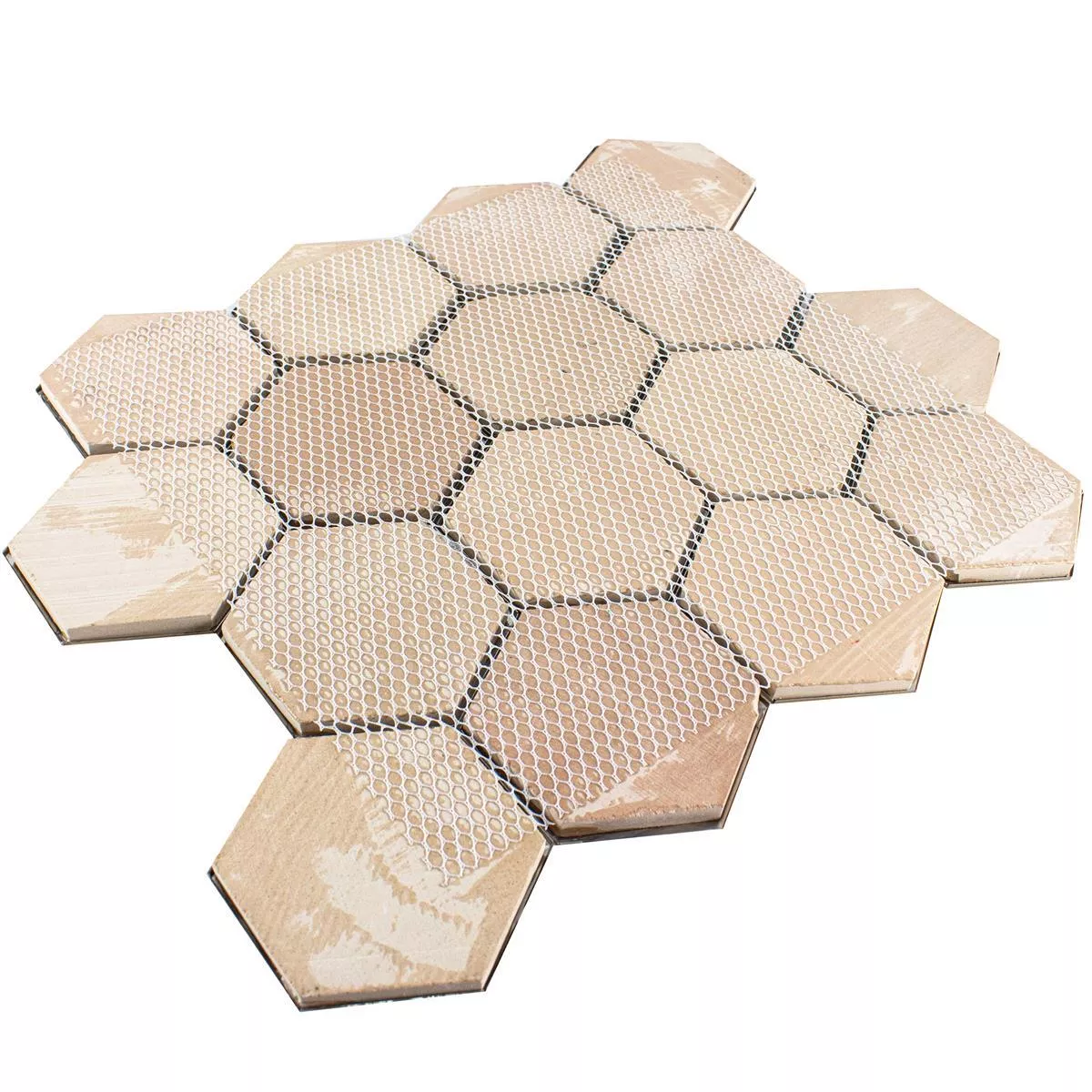 Aço Inoxidável Azulejo Mosaico Durango Hexágono 3D Marrom