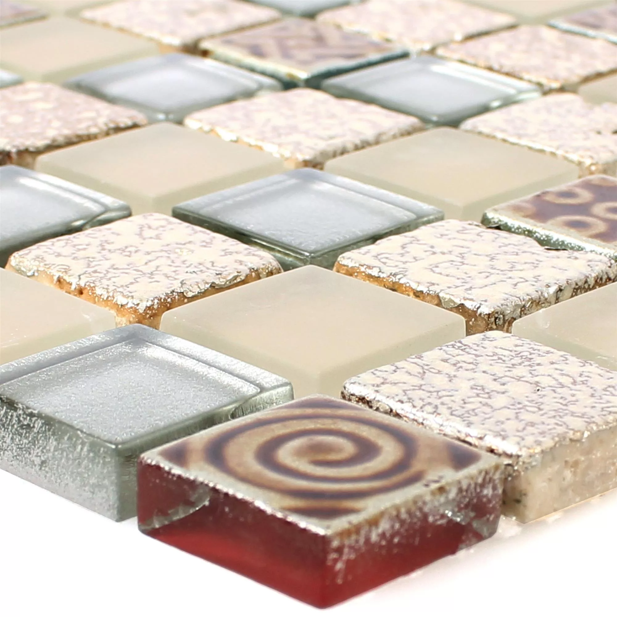 Mosaico De Vidro Ladrilhos De Pedra Natural Kobold Bege Prata