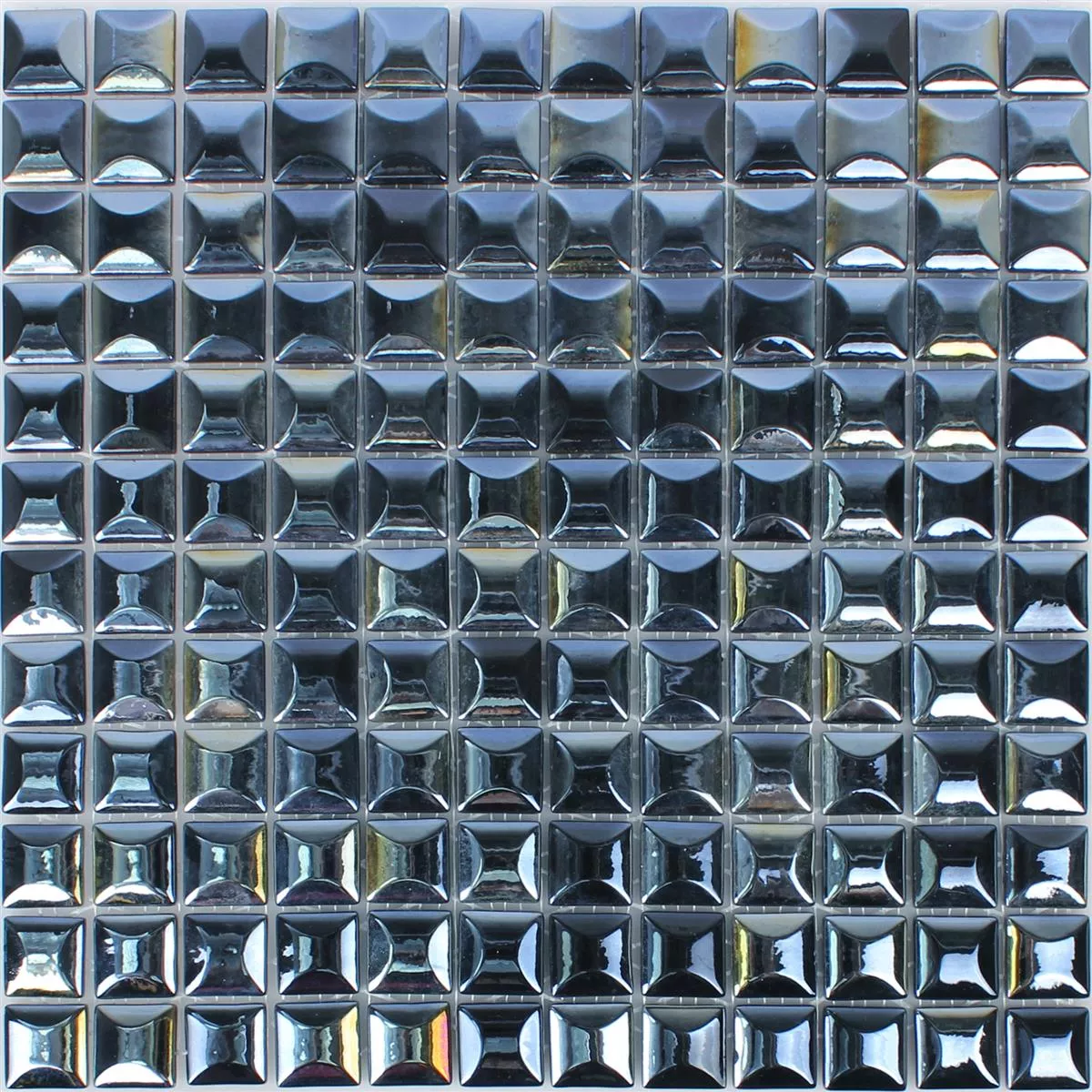 Padrão de Mosaico De Vidro Azulejos Monrovia Preto 3D Metallic