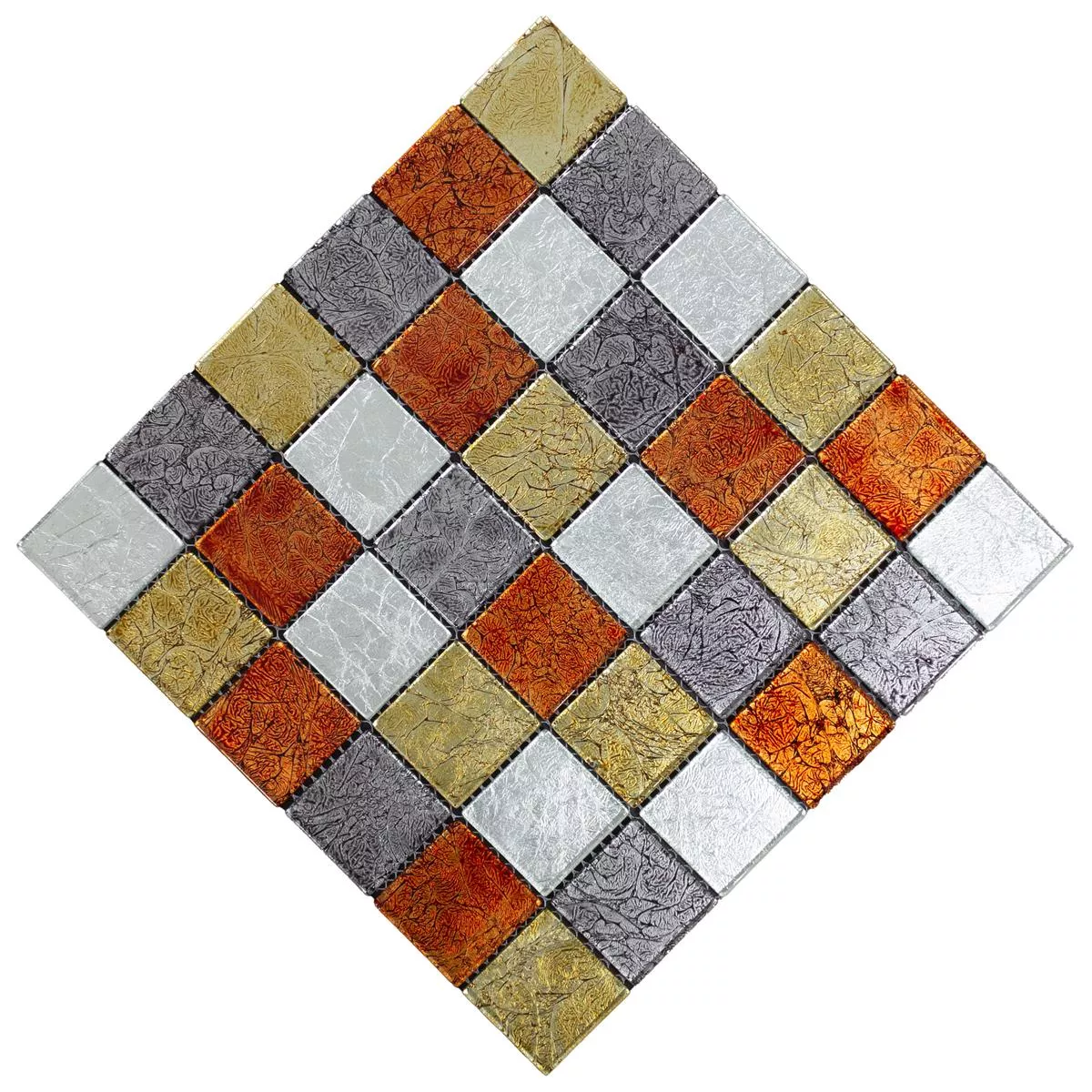 Mosaico De Vidro Azulejos Curlew Vermelho Marrom Prata Q48 4mm 