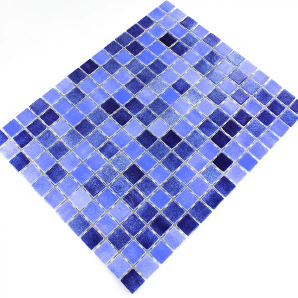 Padrão de Vidro Piscina Pool Mosaico  Azul Mix