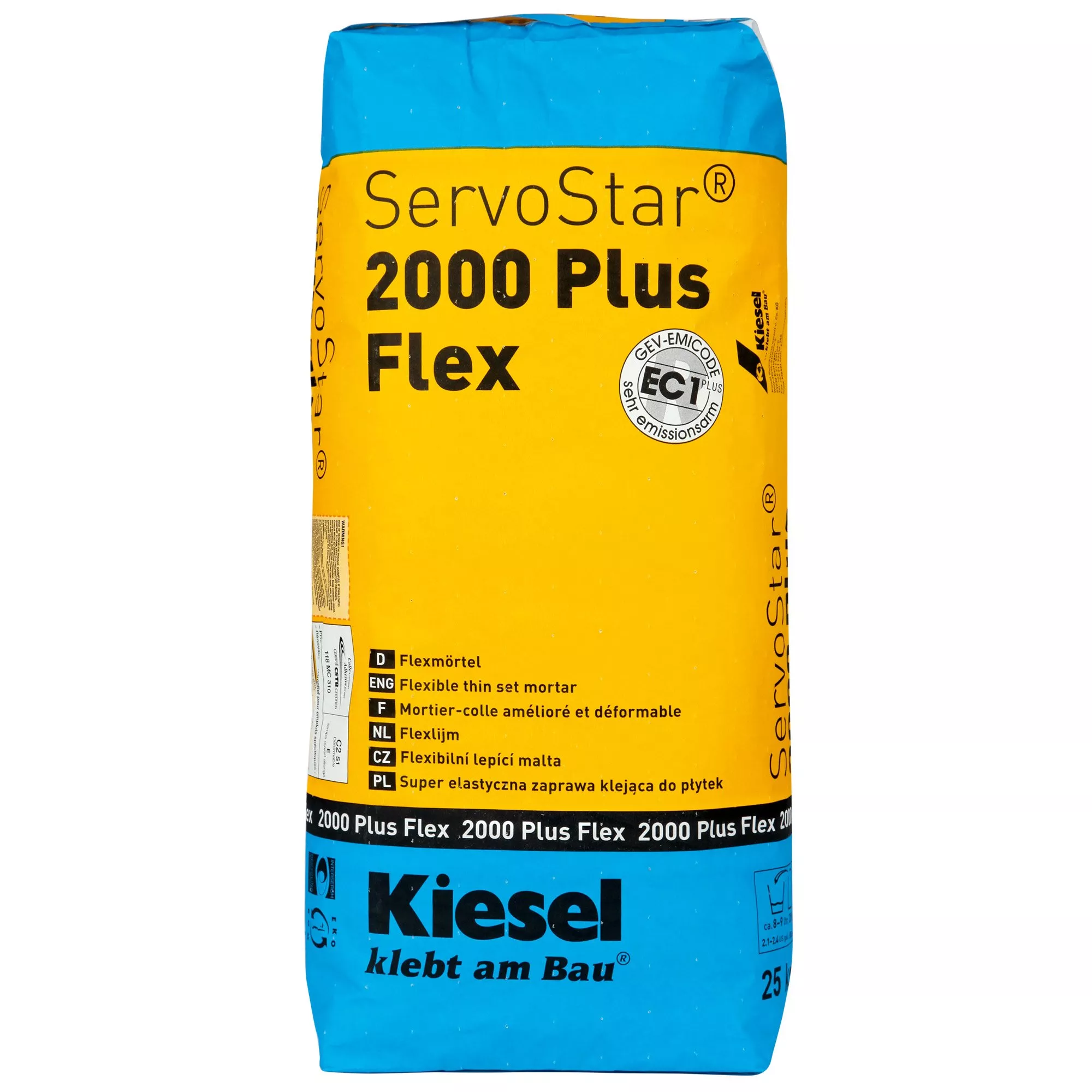 Adesivo para azulejos Kiesel Servostar 2000 - argamassa cimentícia de camada fina flexível e modificada com plástico (25KG)