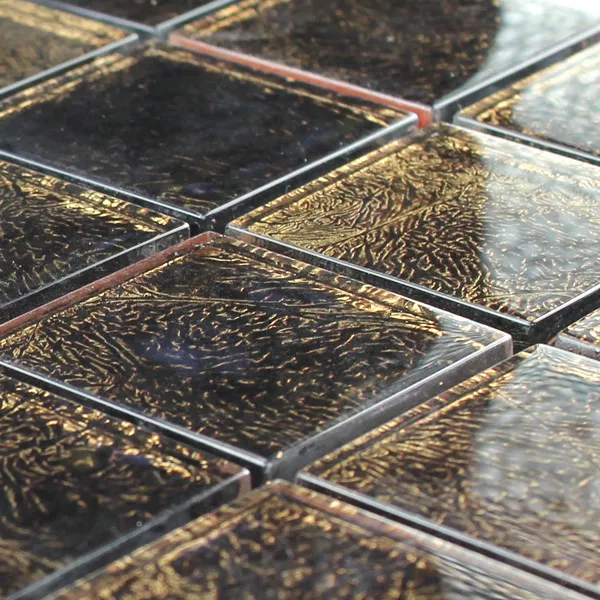 Padrão de Mosaico De Vidro  Marrom Ouro Metal