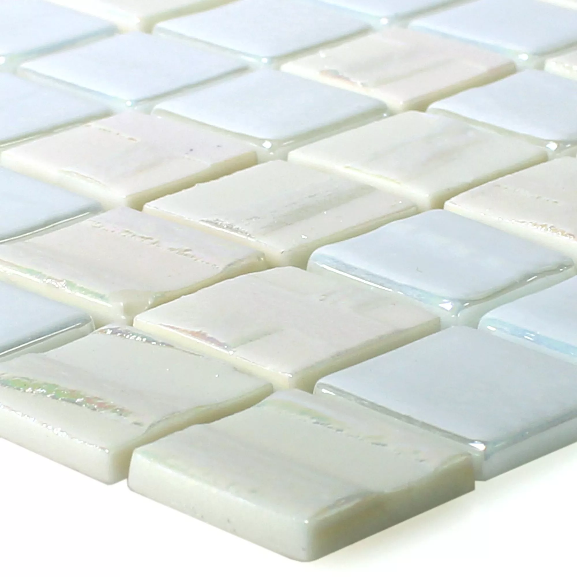 Padrão de Mosaico De Vidro Azulejos Presley Branco Metallic