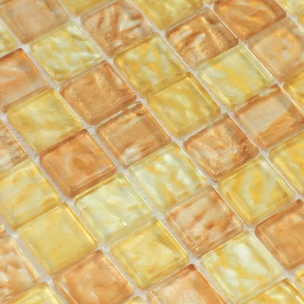 Mosaico De Vidro 25x25x6mm Âmbar Bege Mix