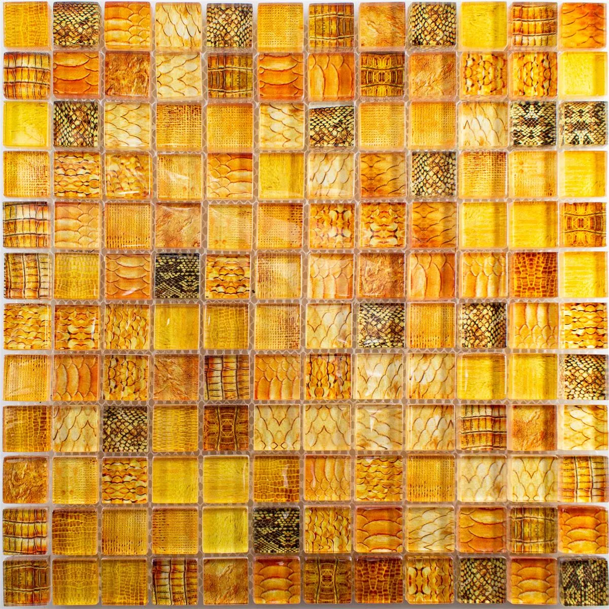 Padrão de Mosaico De Vidro Azulejos Python Laranja 23