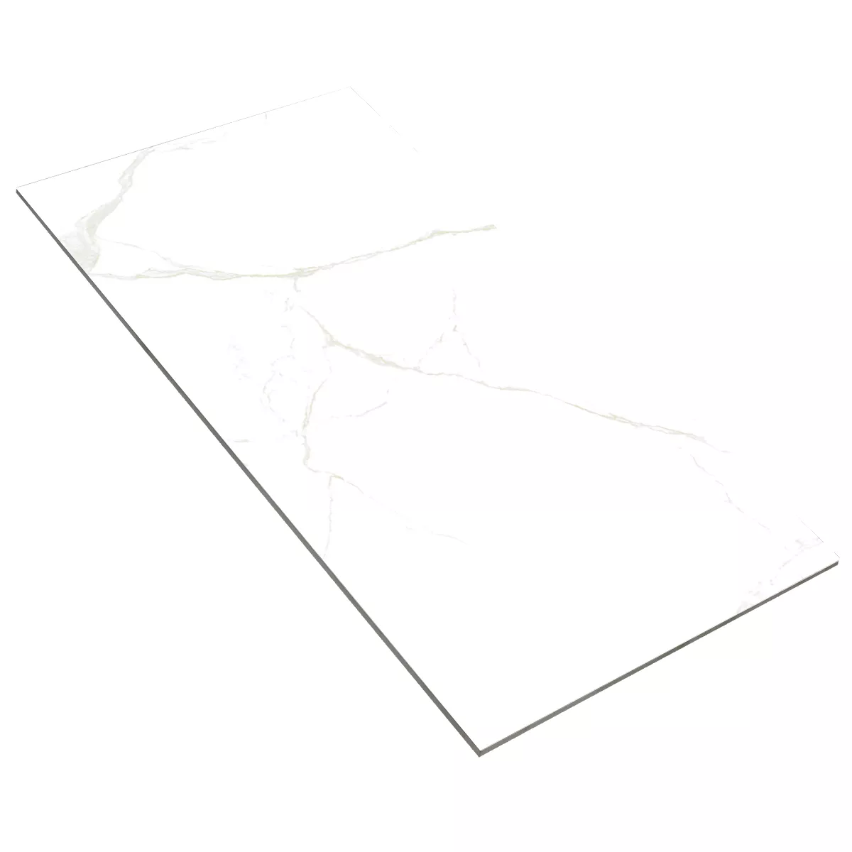 Ladrilhos Ampezzo Calacatta Aparência de Mármore Branco Bege Polido Brilhante 60x120cm