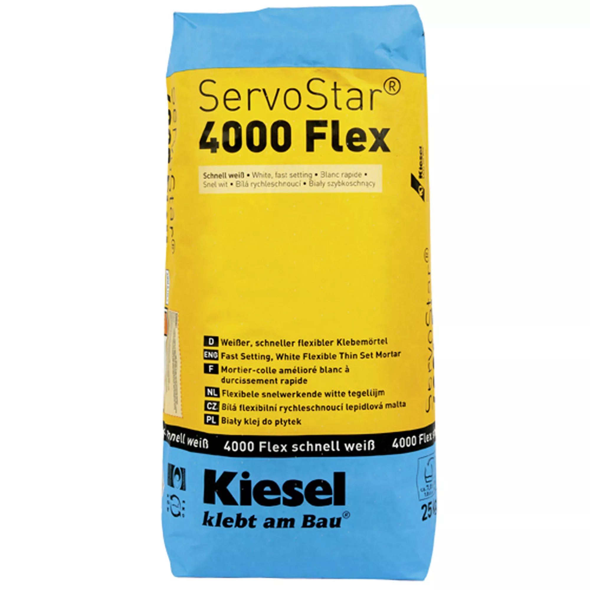 Adesivo para azulejos Kiesel Servostar 4000 Rapid - argamassa adesiva branca, rápida e flexível (25 kg)