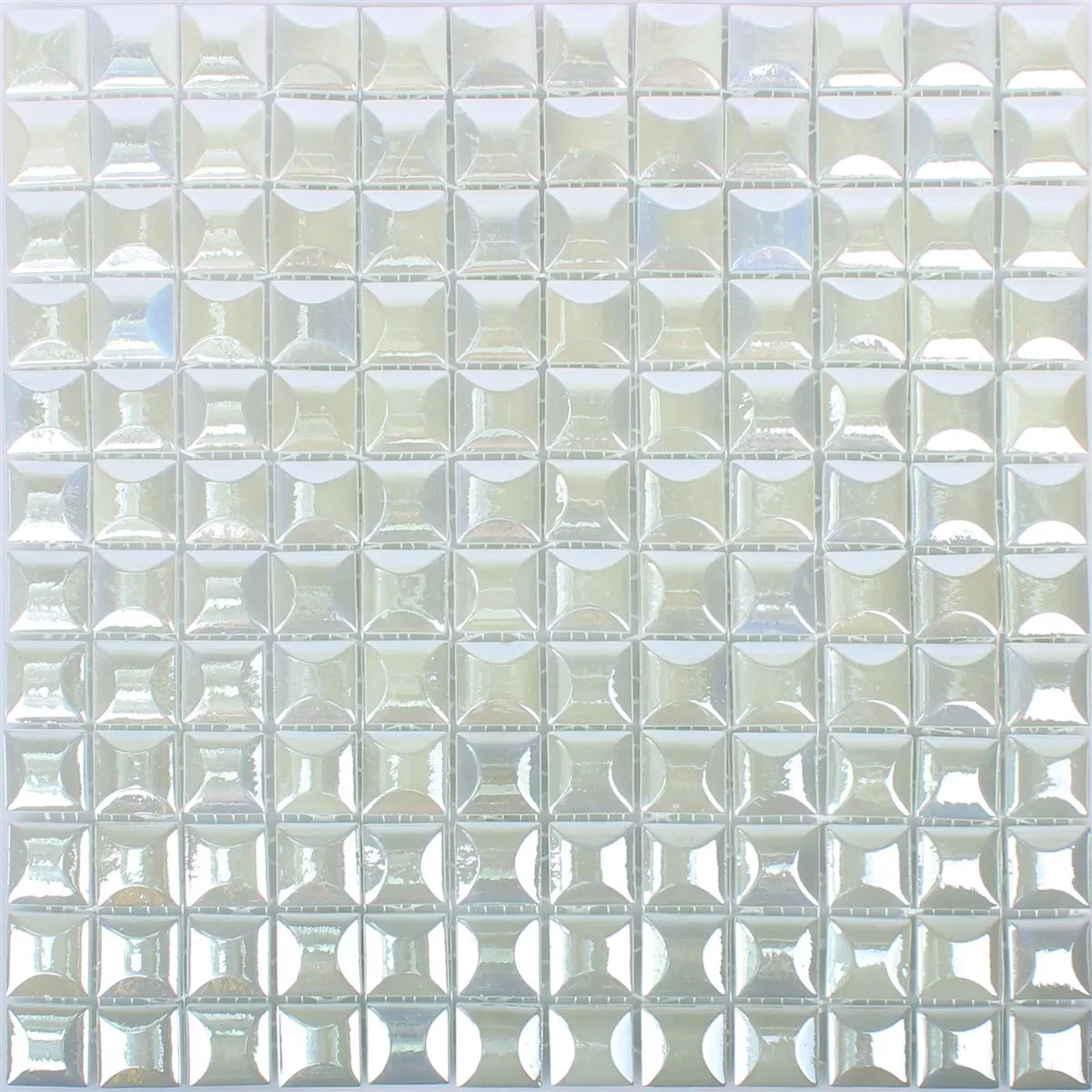 Padrão de Mosaico De Vidro Azulejos Monrovia Branco 3D Metallic